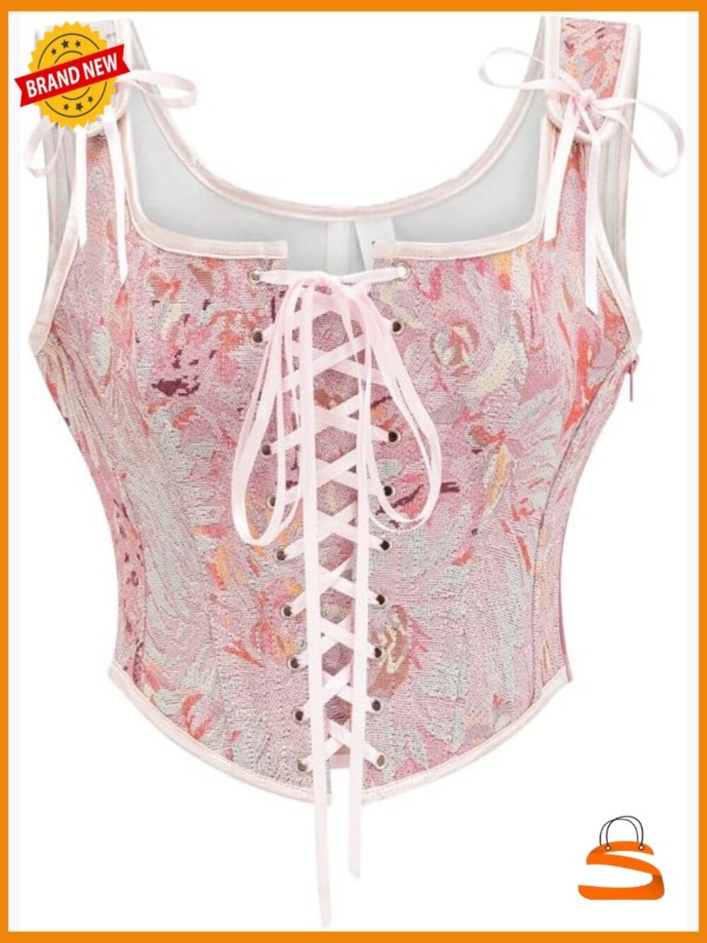 Sexy Vintage Lace Trim Corset Bustier Sweetheart Neck Slim Fit